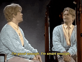 I'm Good Enough I'm Smart Enough Positive Affirmations in front of Mirror