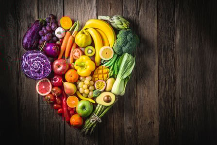 Fruits in shape of a heart